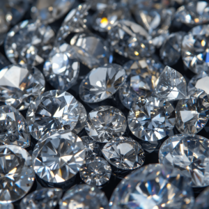 Collection of cut and polished diamonds in various shapes